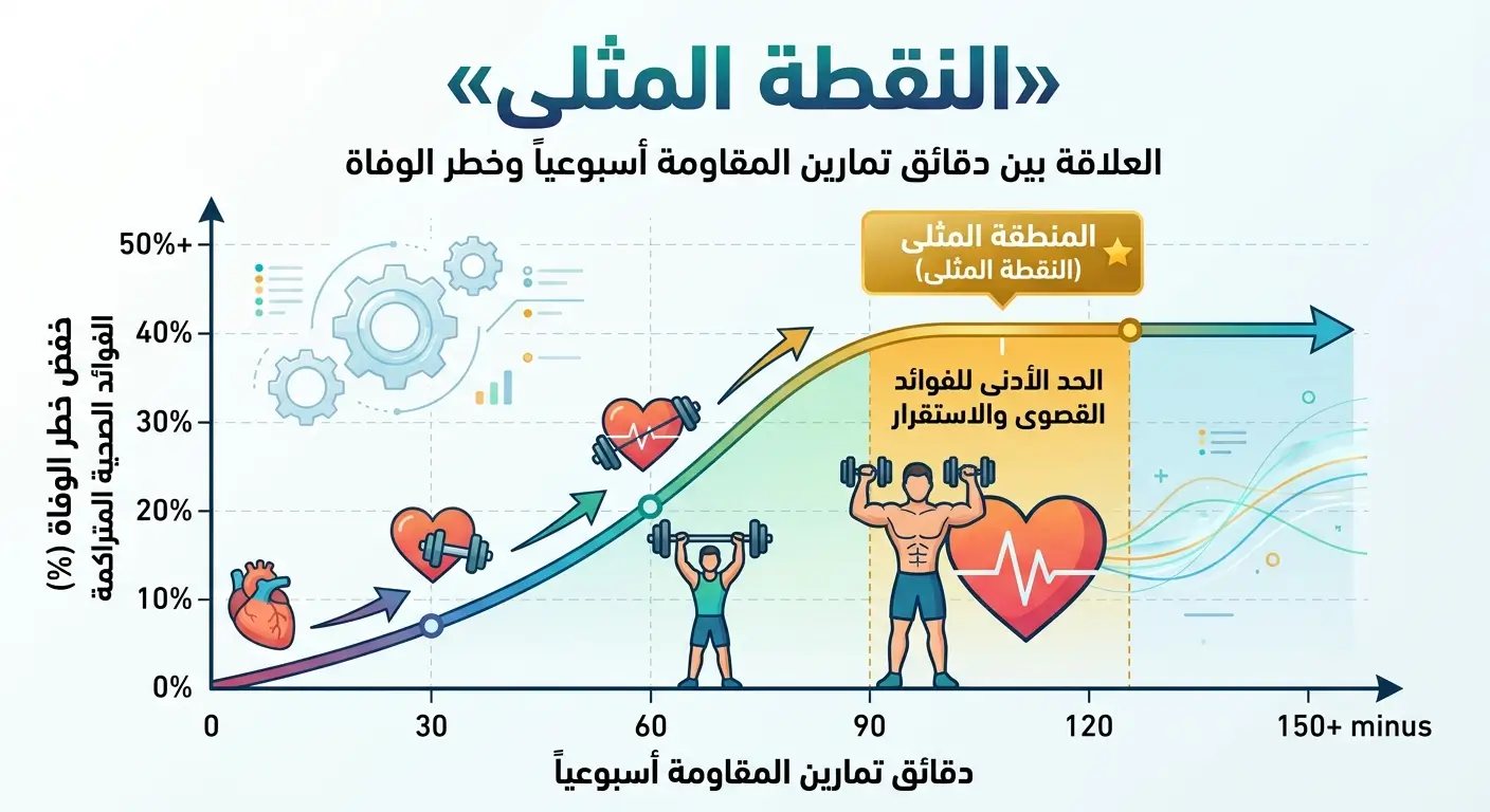 العلاقة بين دقائق تمارين المقاومة أسبوعياً وخطر الوفاة