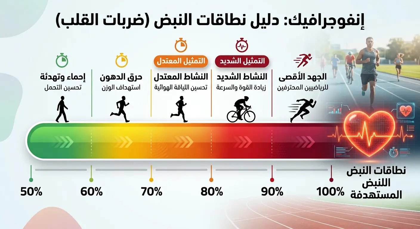 نطاقات معدل ضربات القلب المستهدف للتمرين المعتدل والشديد