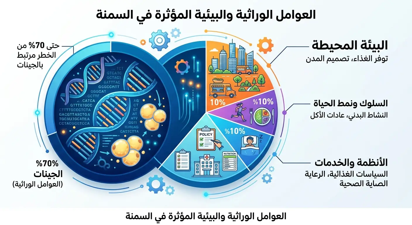 العوامل الوراثية والبيئية المؤثرة في السمنة