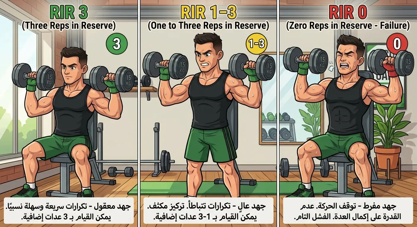 شرح قاعدة RIR وقرب المجموعة من الفشل العضلي