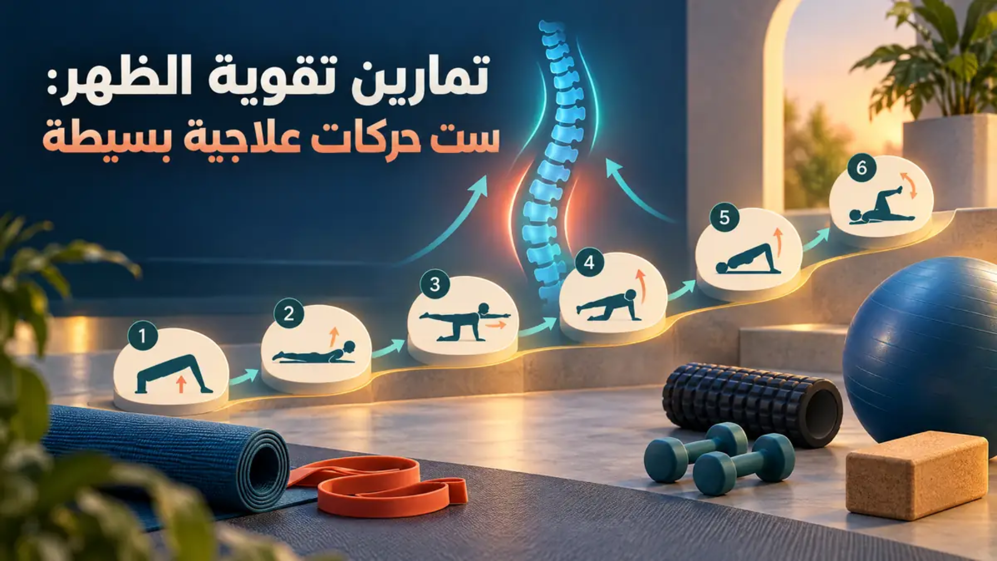 تمارين تقوية الظهر: ست حركات علاجية بسيطة بالخطوات والتنفس والتكرار