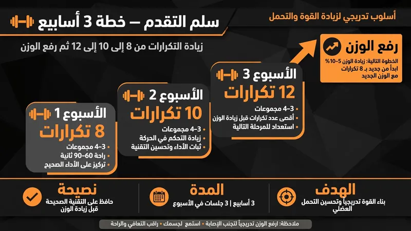 مثال على التحميل التدريجي بتتبع الوزن والتكرارات