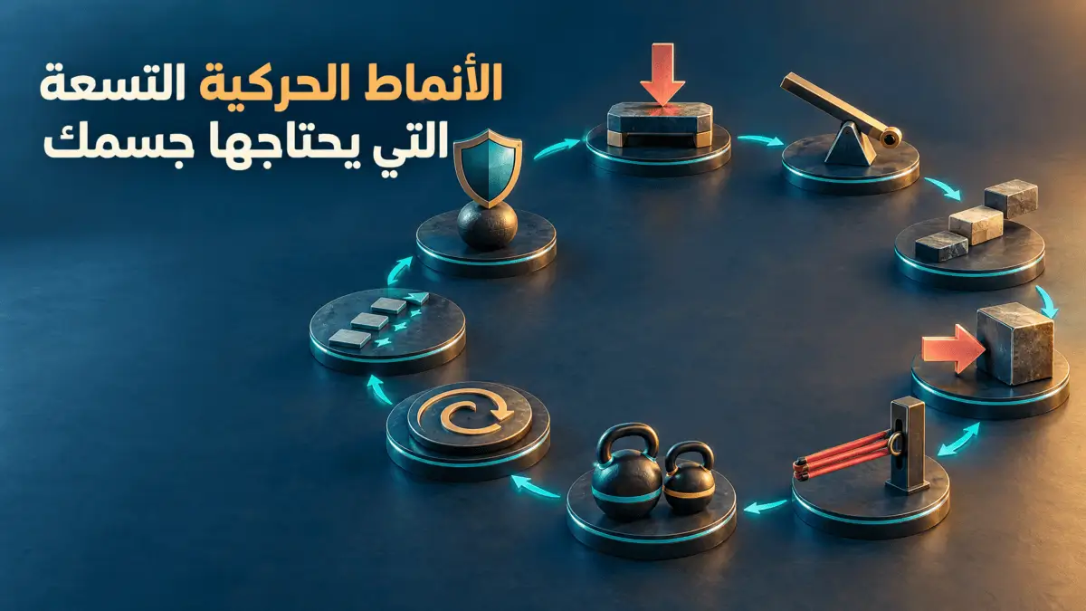 صمم لي صورة غير انسانية ويكون حجمها صغير ويكون امتدادها webp ك feature image لهذا العنوان ويكون القياس لمقالة في مدونة البطل على الوورد برس الأنماط الحركية التسعة التي يحتاجها جسمك