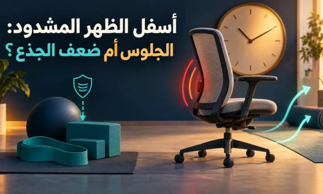 لماذا يظل أسفل ظهرك مشدوداً؟ الجلوس الطويل وضعف الجذع والألوية وأنماط الحركة